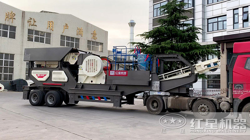 掛上車頭即可移動的輪胎移動石子加工機器 掛上車頭即可移動的輪胎移動石子加工機器