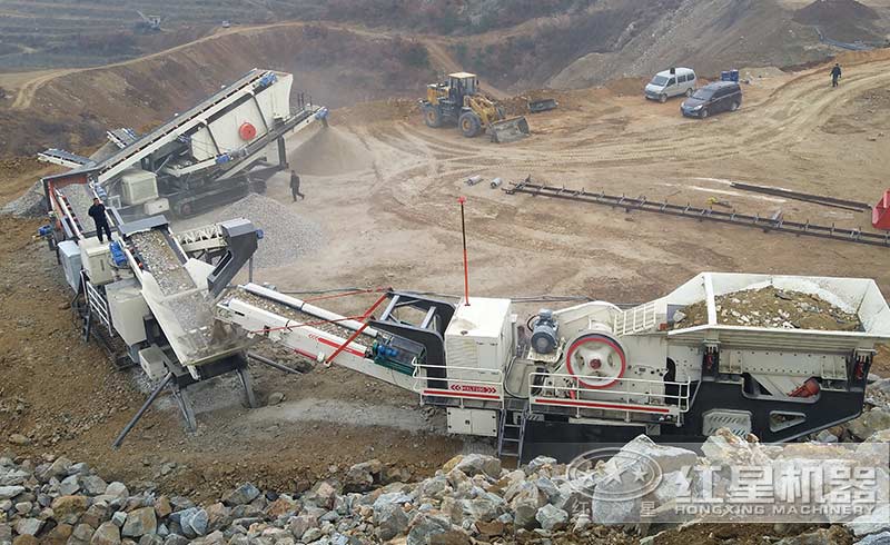 廣東佛山時產300噸的鵝卵石破碎現場 廣東佛山時產300噸的鵝卵石破碎現場